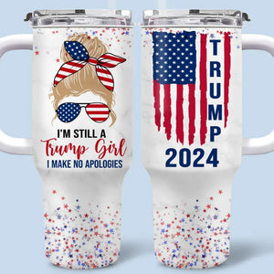 Patriot By Choice, Conservative By Heart - US Election 40 Oz Stainless Steel Tumbler With Handle - Gift For Best Friends, BFF, Sisters