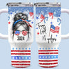 All-American Girl, Empowered And Conservative - US Election 40 Oz Stainless Steel Tumbler With Handle - Gift For Best Friends, BFF, Sisters