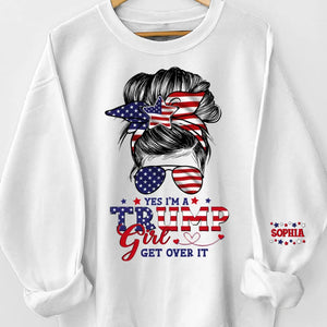 Strong Girls Make Strong Voices In Our World - America US Elections Unisex Sweatshirt With Design On Sleeve - Gift For Best Friends, BFF, Sisters