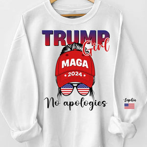 No More Apologies - America US Elections Personalized Custom Unisex Sweatshirt With Design On Sleeve - Gift For Best Friends, BFF, Sisters