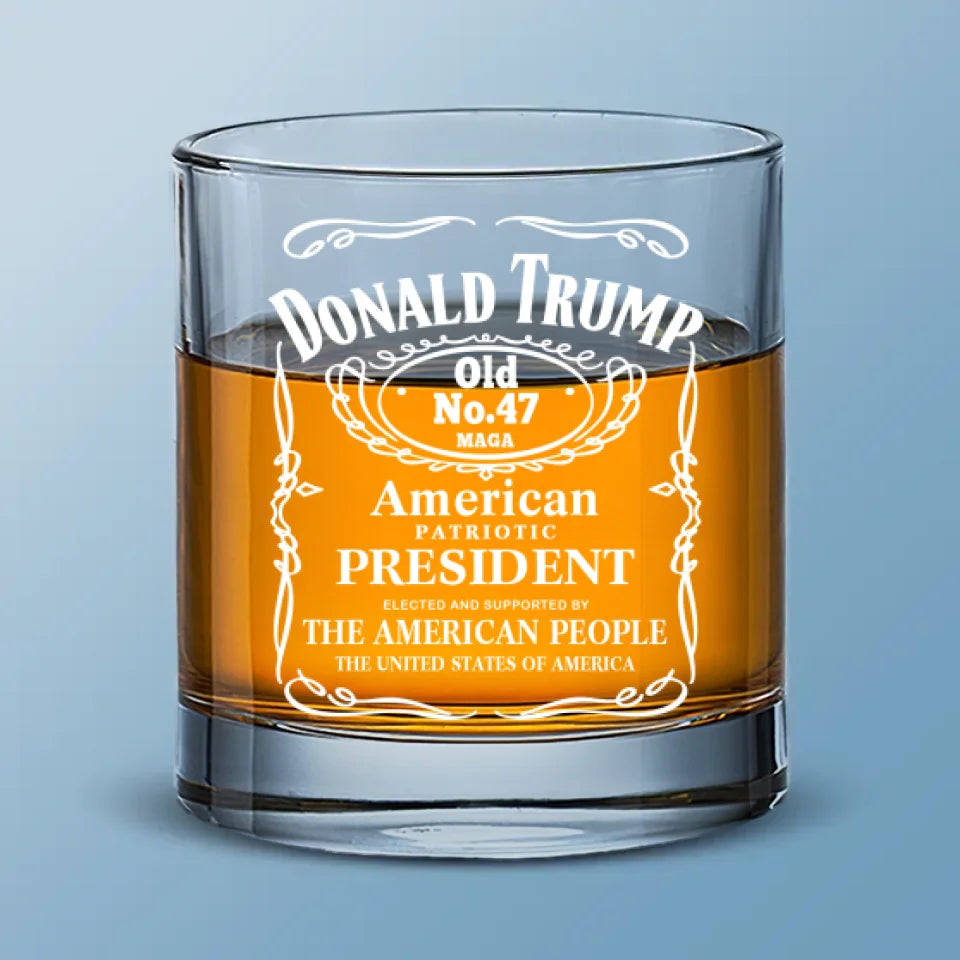 American Patriotic President 45 47 - US Election Whiskey Glass - Gift For Conservative Supporters
