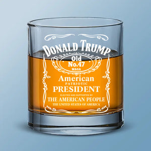 American Patriotic President 45 47 - US Election Whiskey Glass - Gift For Conservative Supporters