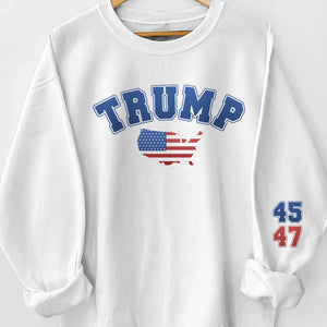 He's Back On Track - US Elections Unisex Sweatshirt With Design On Sleeve