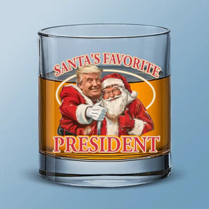 Santa's Favorite President - US Election Whiskey Glass - Christmas Gift For Conservative Supporters