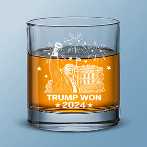 He Won, We Won - US Election Whiskey Glass - Gift For Conservative Supporters