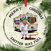 Cousin T Refuels And Enjoys This Christmas - US Elections Circle Glass Ornament - Christmas Gift And Decor For Conservative Supporters
