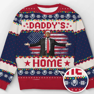 The Wait Is Over, Daddy’s Back - US Election Ugly Sweatshirt - Unisex Wool Jumper - Christmas Gift For Conservative Supporters