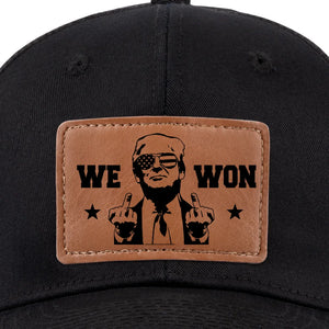 A Confident New Direction - US Elections Leather Patch Hat - Gift For Conservative Supporters