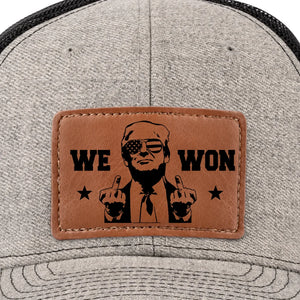 A Confident New Direction - US Elections Leather Patch Hat - Gift For Conservative Supporters