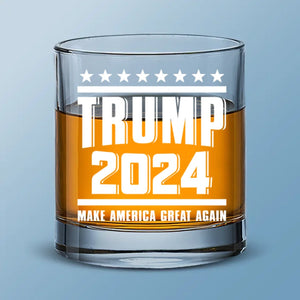 Back In Office To Make Things Greater - US Election Whiskey Glass - Gift For Conservative Supporters