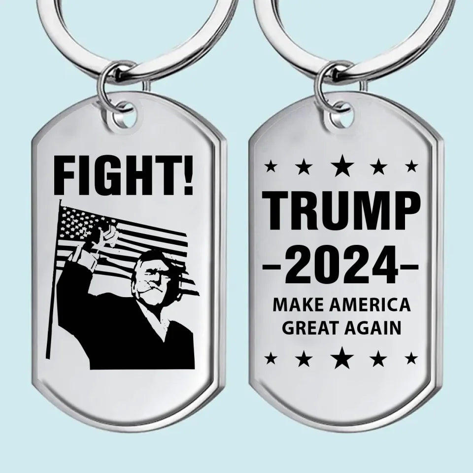 His Leadership Inspires Confidence And Action - US Election Keychain - Gift For Conservative Supporters