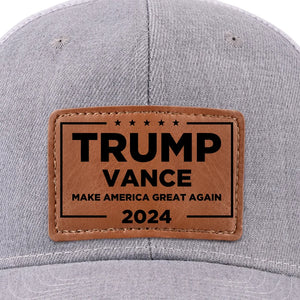 They Did It - US Elections Leather Patch Hat - Gift For Conservative Supporters