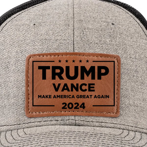 They Did It - US Elections Leather Patch Hat - Gift For Conservative Supporters