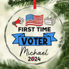 First-Time Voter, This Is Your Moment To Impact The World - US Elections Circle Glass Ornament - Christmas Gift And Decor For Conservative Supporters