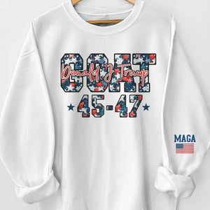 United We Move Forward With Confidence - US Elections Unisex Sweatshirt With Design On Sleeve