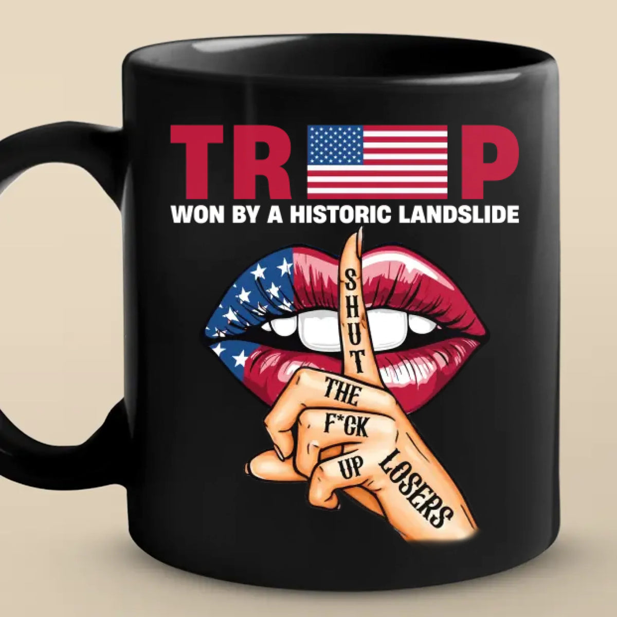 You Better Keep Silent, Losers - US Patriotic Pride Black Mug - Gift For Best Friends, BFF, Sisters