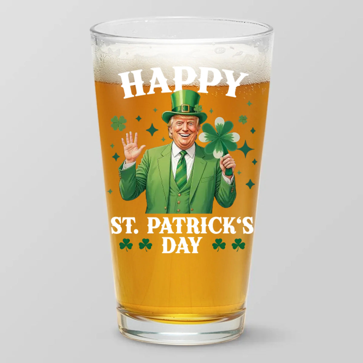 Shamrocks, Gold, And Winning - US Patriotic Pride Beer Glass