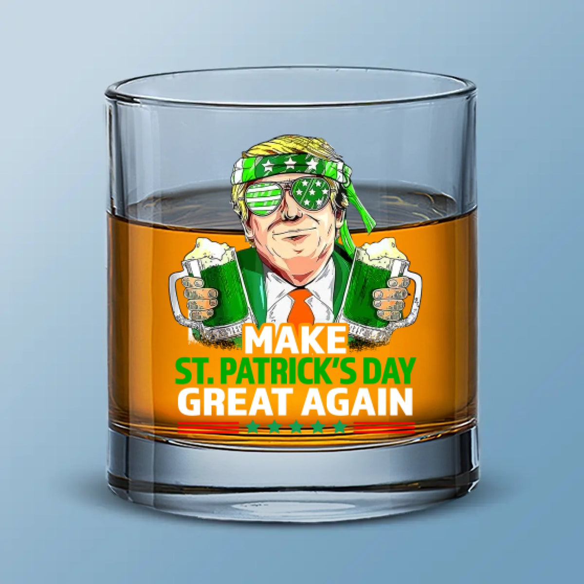 Cheers For St.Patrick's Day - US Patriotic Pride Whiskey Glass - Gift For Conservative Supporters
