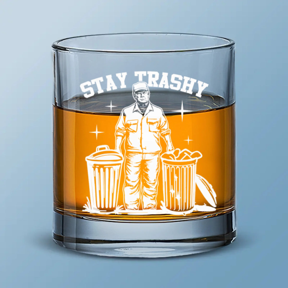 Stay Trashy - US Election Whiskey Glass - Gift For Conservative Supporters