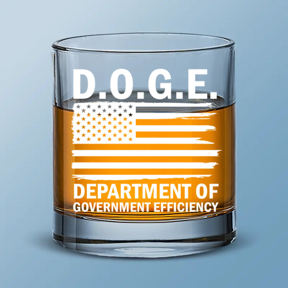DOGE Team On The Stage - US Patriotic Pride Whiskey Glass - Gift For Conservative Supporters