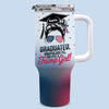 Red-Wave Girl Graduated - US Patriotic Pride 40 Oz Stainless Steel Tumbler With Handle - Gift For Best Friends, BFF, Sisters