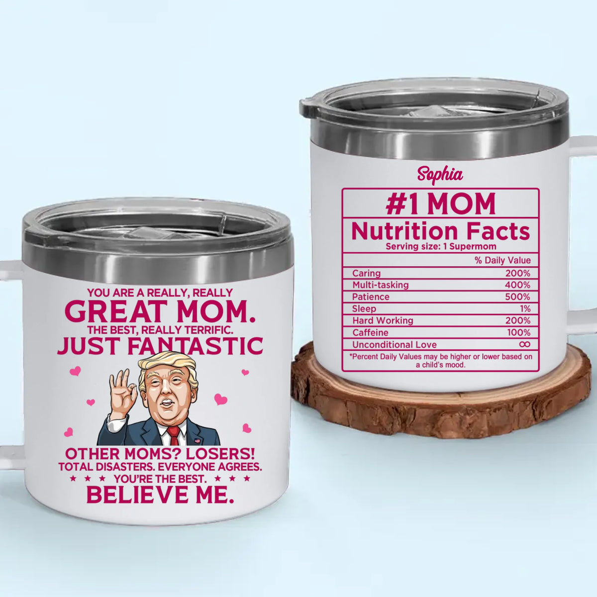 World-Class Mom, Everyone Says So - US Patriotic Pride 14oz Stainless Steel Tumbler With Handle