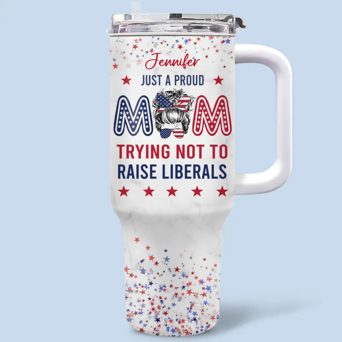 Building A Future With Morals And Manners - US Patriotic Pride 40 Oz Stainless Steel Tumbler With Handle