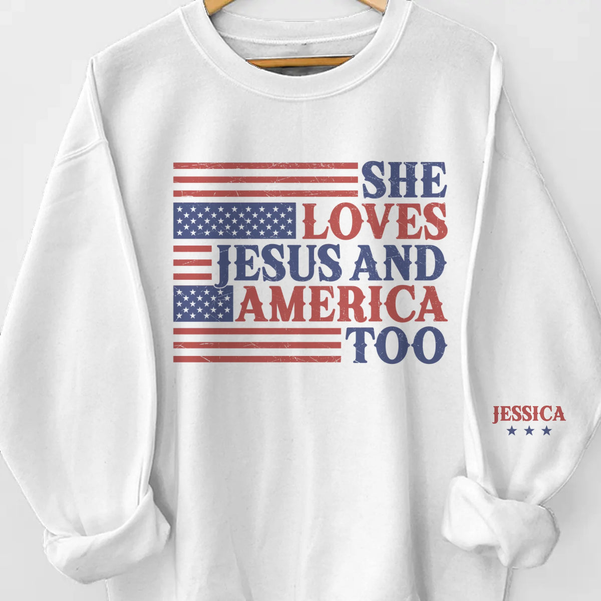 Heaven Bound, America Proud - US Patriotic Pride Unisex Sweatshirt, Hoodie With Design On Sleeve - Gift For Best Friends, BFF, Sisters