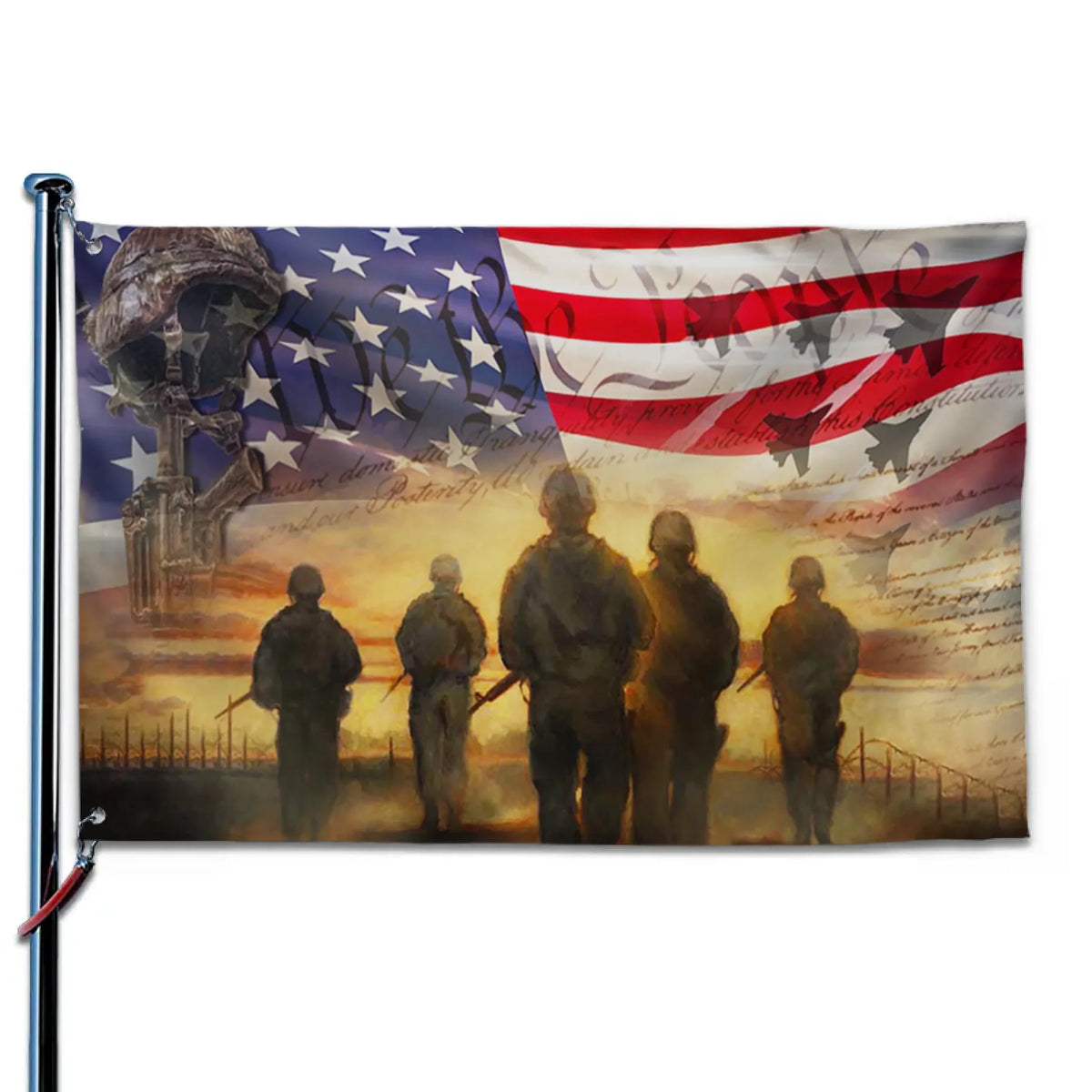 Remember, Honor, Never Forget - US Patriotic Pride Horizontal House Flag