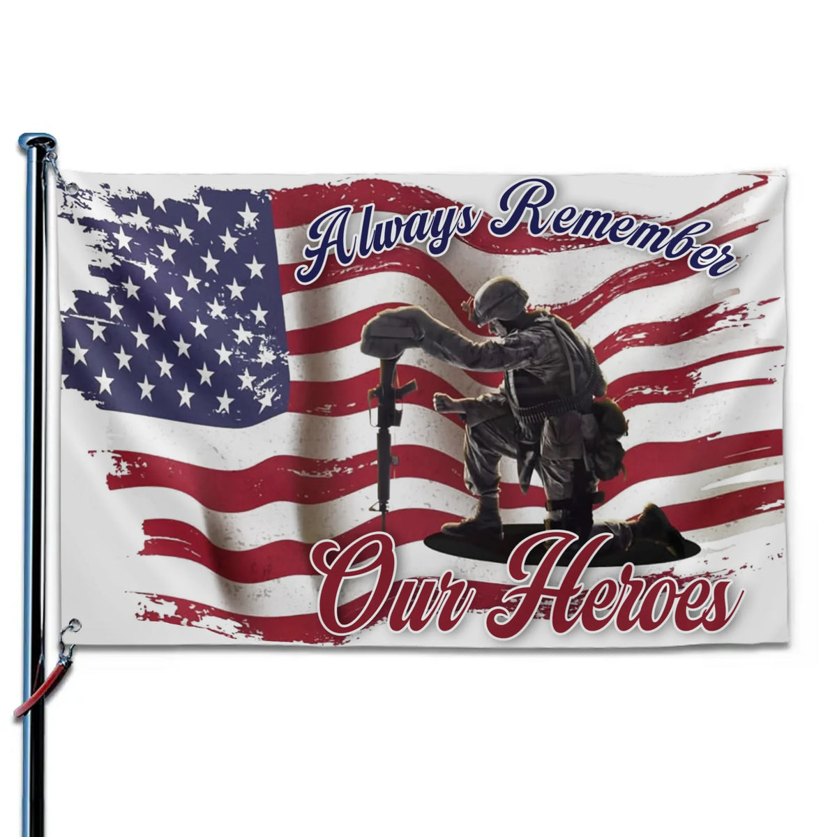 Always Remember Our Heroes - US Patriotic Pride Horizontal House Flag