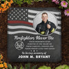 Custom Photo Firefighters Never Die - US Patriotic Pride Square Shaped Memorial Stone