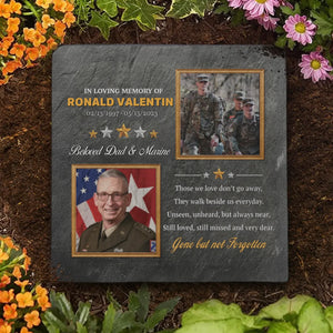 Custom Photo Unseen, Unheard, But Always Near - US Patriotic Pride Square Shaped Memorial Stone