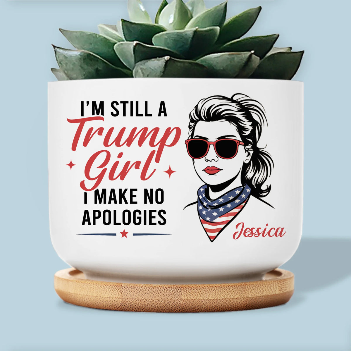Patriot Queen Forever - US Patriotic Pride Home Decor Ceramic Plant Pot - Gift For Best Friends, BFF, Sisters