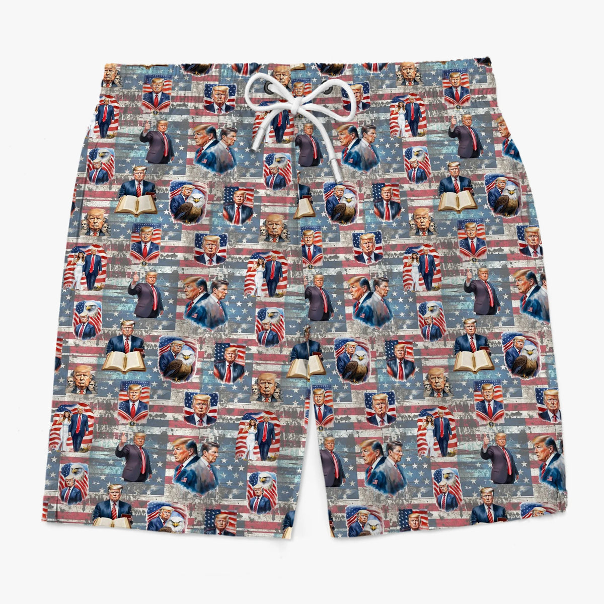Freedom Vibes Only - US Patriotic Pride Tropical Hawaiian Aloha Men Beach Shorts