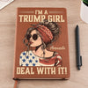 She Writes Her Own Rules - US Patriotic Pride Leather Journal - Gift For Best Friends, BFF, Sisters