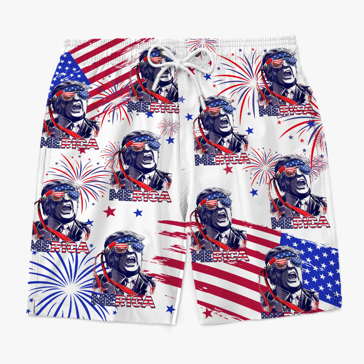 American Pride - US Patriotic Pride Tropical Hawaiian Aloha Men Beach Shorts