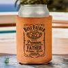 Dad No 1 Forever - US Patriotic Pride Leather Can Cooler - Gift For Conservative Supporters