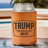 This Man Uplifts Our Nation - US Patriotic Pride Leather Can Cooler - Gift For Conservative Supporters