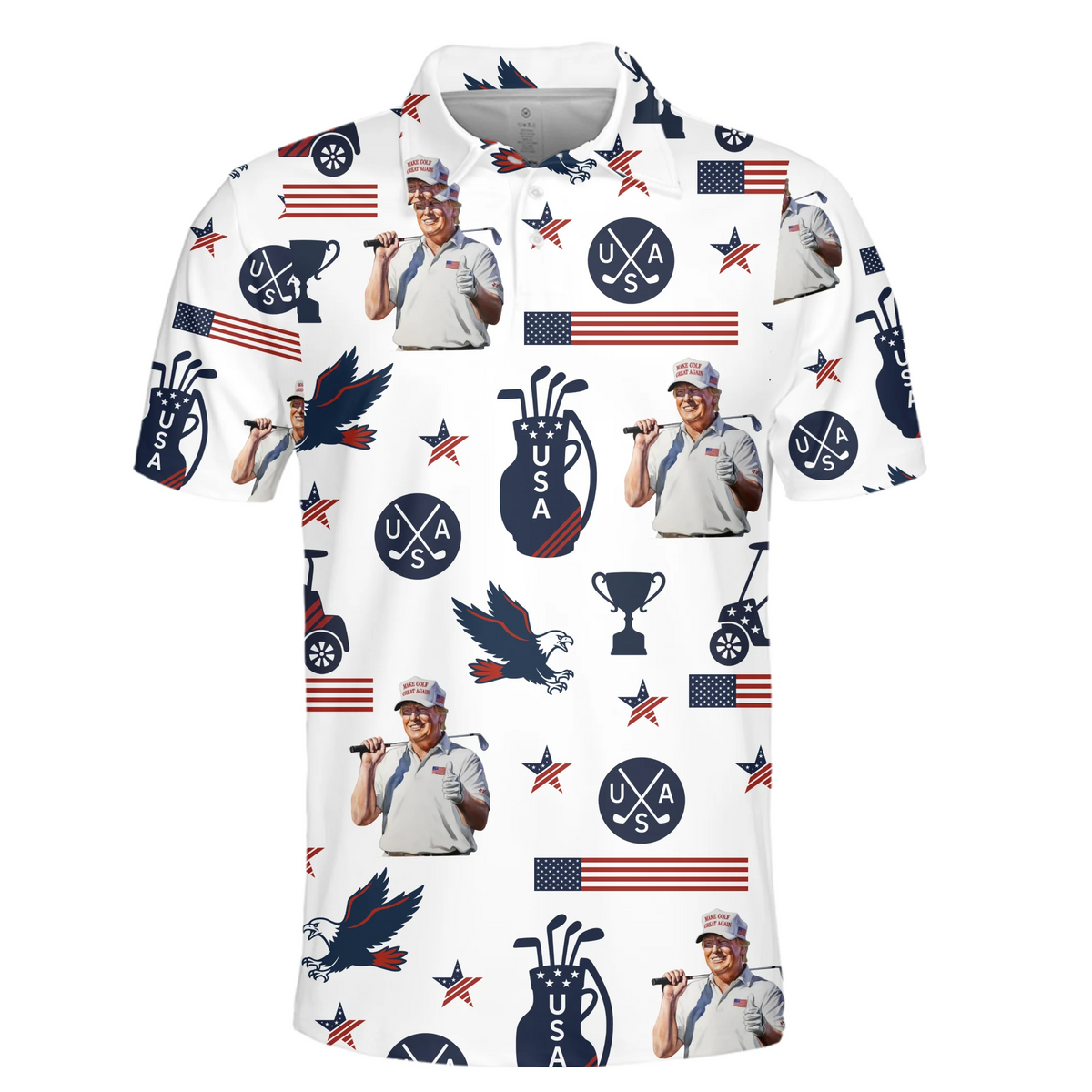 In Golf We Trust 2025 - US Patriotic Pride All Over Print Polo Shirt