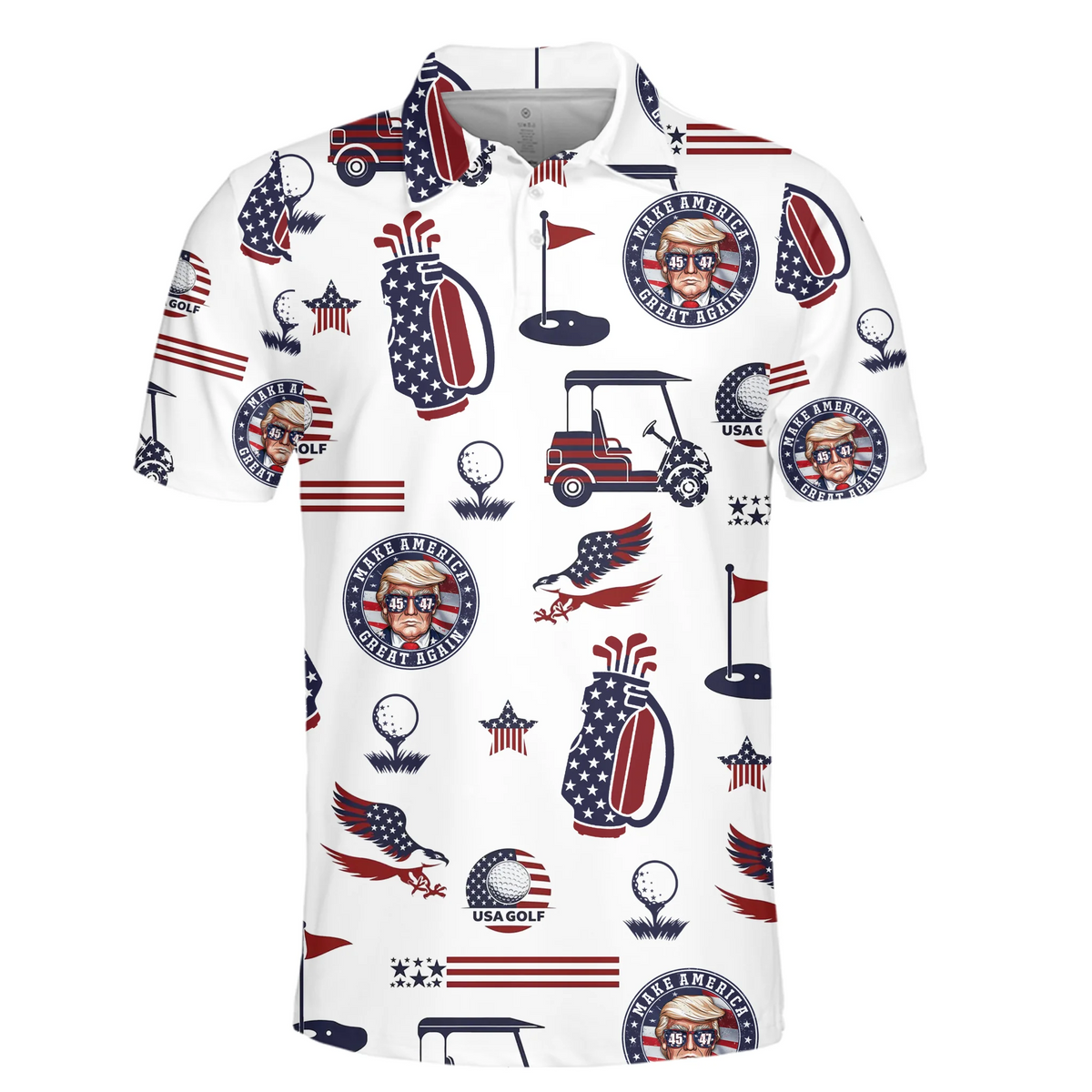 Tee Off Like A President - US Patriotic Pride All Over Print Polo Shirt