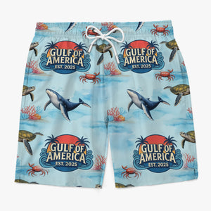 Sharks Don’t Apologize, Neither Do Patriots - US Patriotic Pride Tropical Hawaiian Aloha Men Beach Shorts