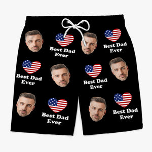 Custom Photo More Like Patriot Power - US Patriotic Pride Tropical Hawaiian Aloha Men Beach Shorts