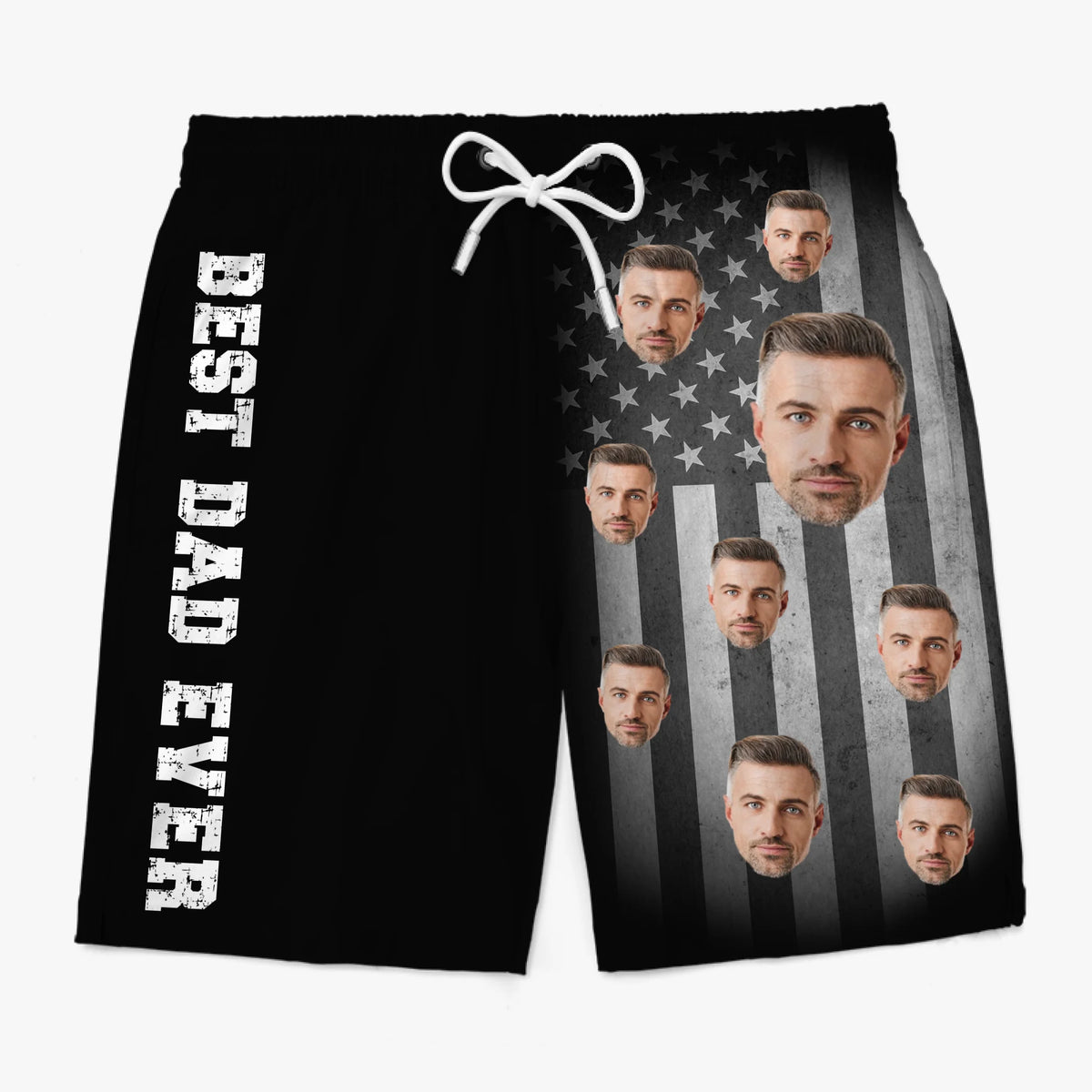Custom Photo Greatest One Ever - US Patriotic Pride Tropical Hawaiian Aloha Men Beach Shorts