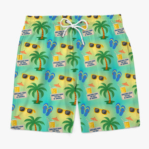 Sippin’ Sunshine, Soakin’ Freedom - US Patriotic Pride Tropical Hawaiian Aloha Men Beach Shorts