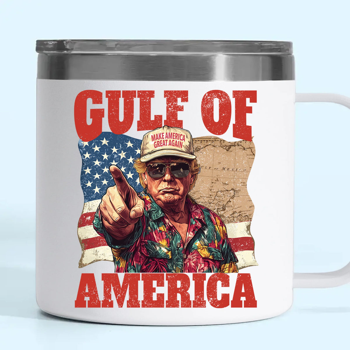 This Is Gulf Of America - US Patriotic Pride 14oz Stainless Steel Tumbler With Handle