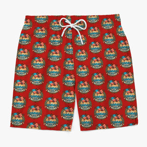 Stars, Stripes, And Sunshine - US Patriotic Pride Tropical Hawaiian Aloha Men Beach Shorts
