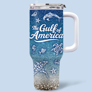 Liberty Soaks These Sands - US Patriotic Pride 40 Oz Stainless Steel Tumbler With Handle