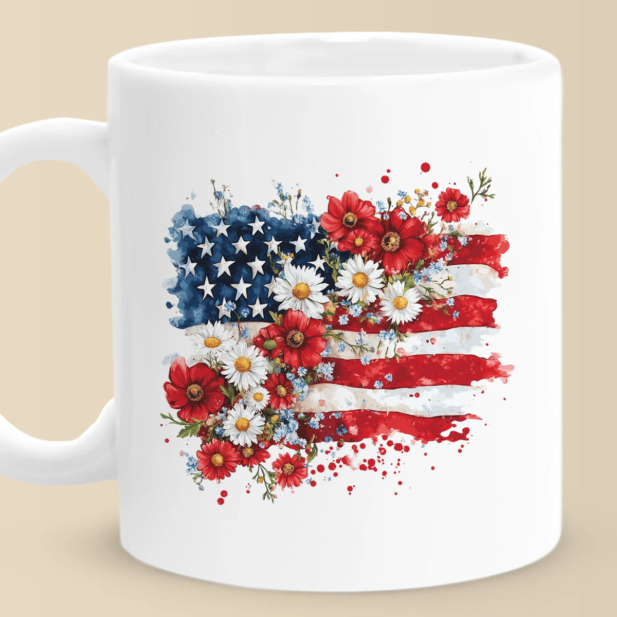 Republican State Mug - US Patriotic Pride 4th Of July, Gifts For Conservative Supporters - Flowers Bloom In The Land Of Brave