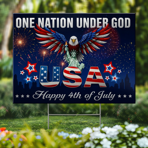 Republican State Yard Sign - US Patriotic Pride 4th Of July, Gifts For Conservative Supporters - One Nation Under God