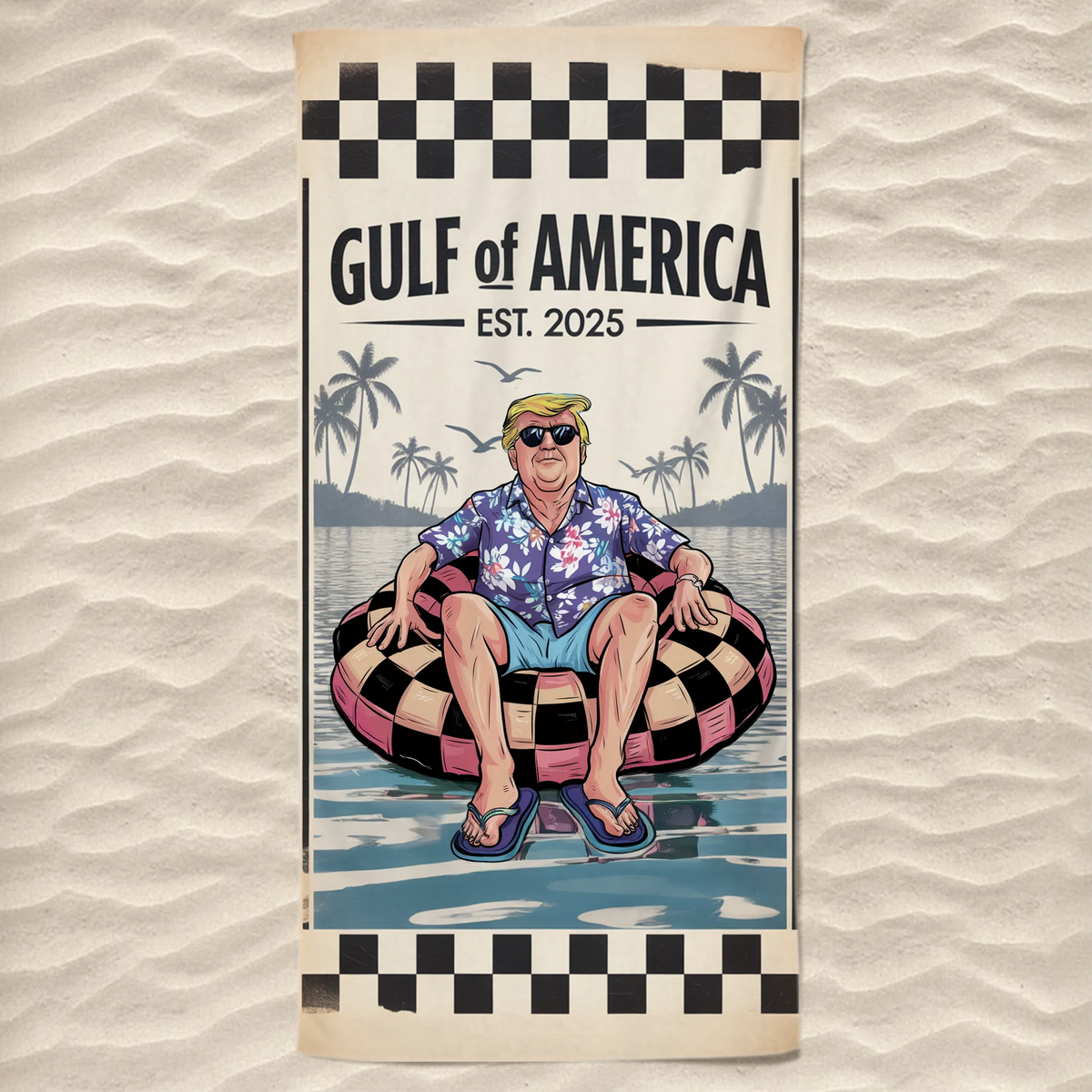 Gulf Of America Republican State Beach Towel - US Patriotic Pride Summer Gifts For Conservative Supporters, Travel Lovers - Gulf Breeze, Patriot Ease
